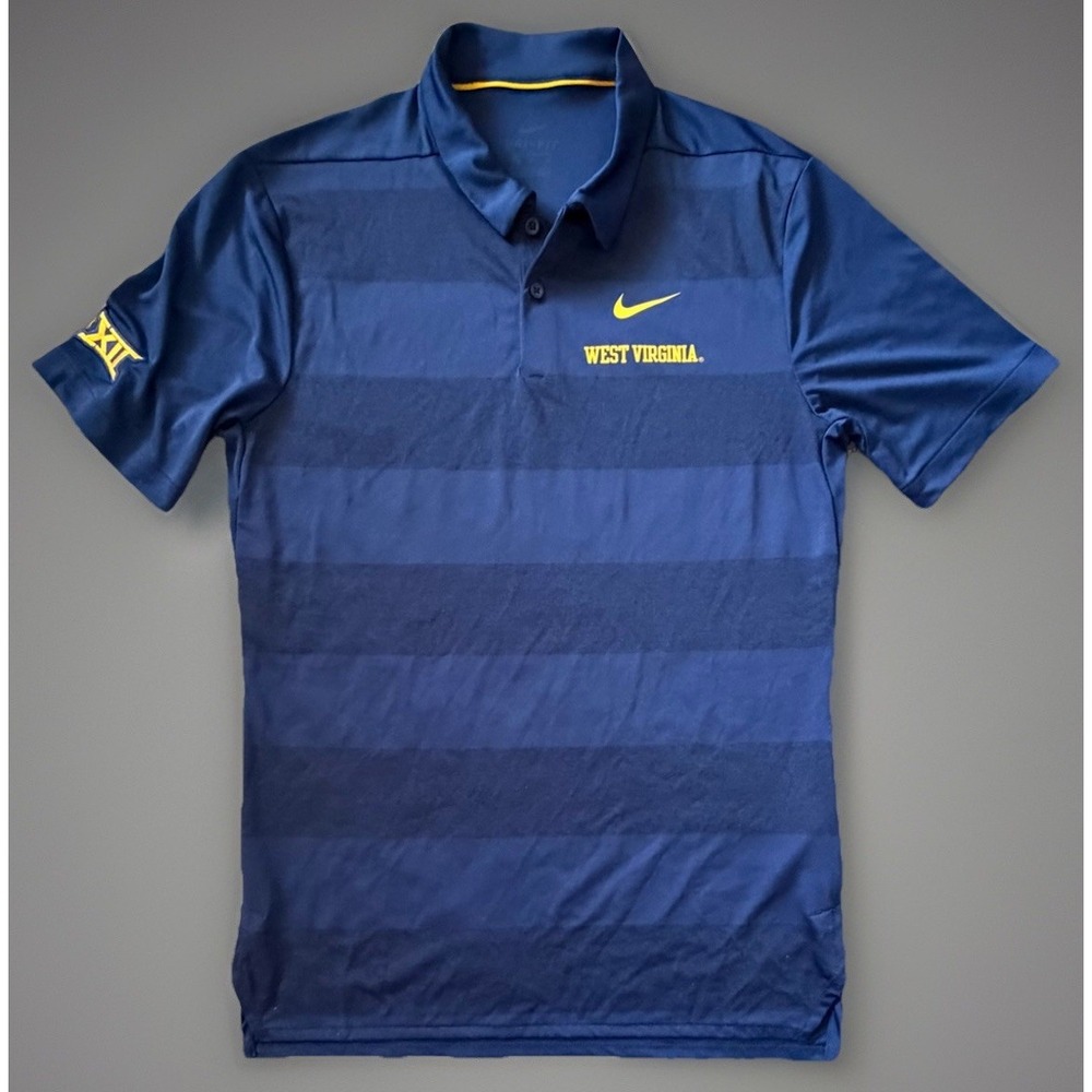 West Virginia Mountaineers Nike Short Sleeve Polo Shirt Blue Logo Small JBHS